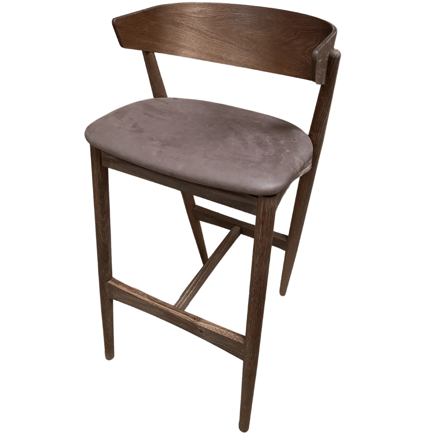 B-Stock Sibast No 7 Bar Stool - Bar Height  75cm Seat Height  Smoked (Solid Oak) with Dunes Dark Brown leather - Image 2