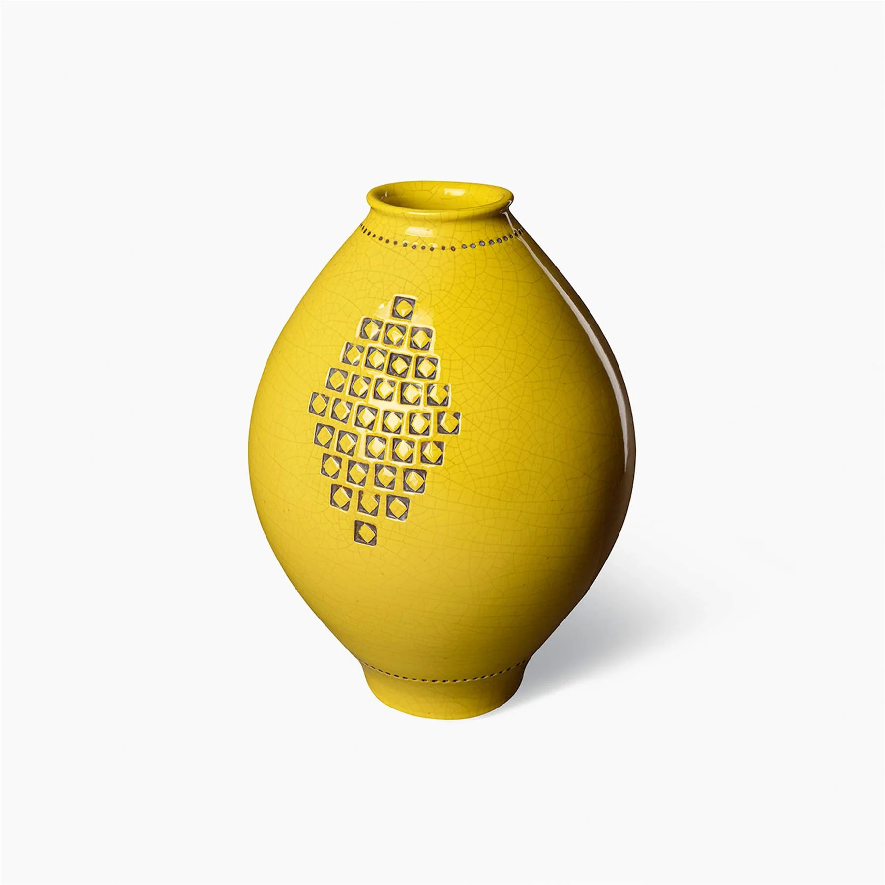 Bitossi Vaso Giallo Craquelè Con Incisioni - Image 3