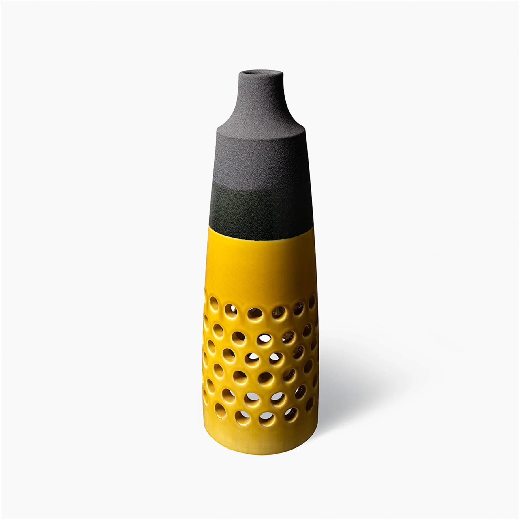Bitossi Vaso Nero Lava Con Base Giallo Senape Tr - Image 2