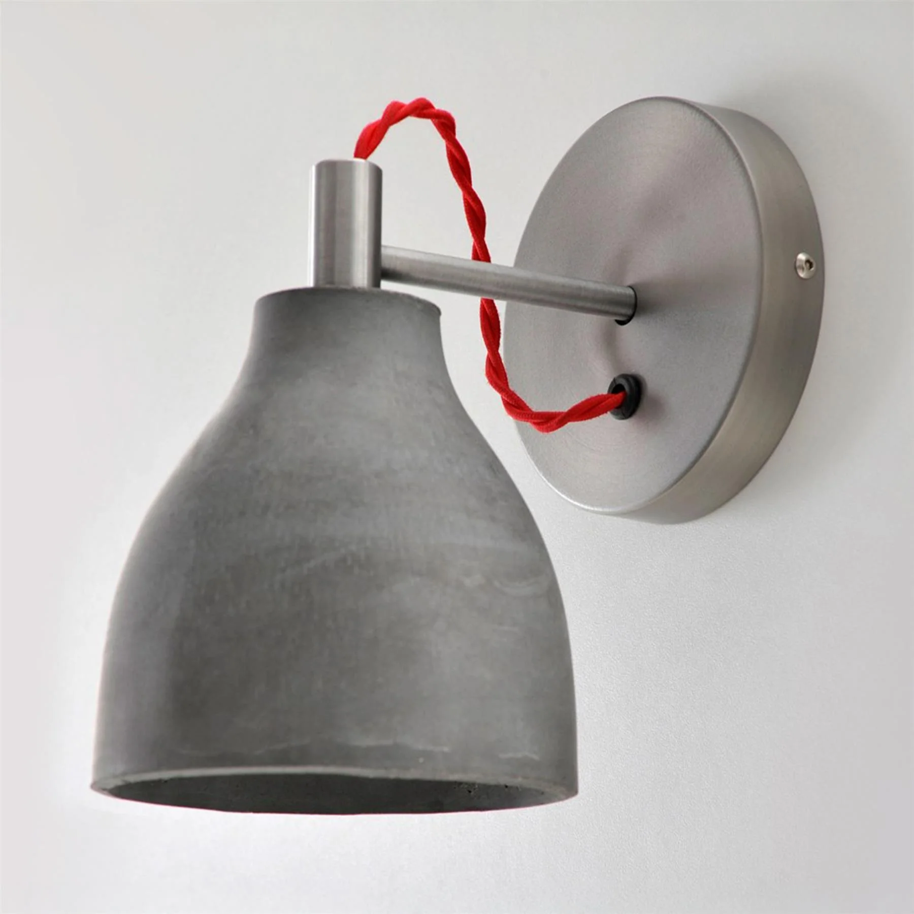 Ex-Display Decode Heavy Wall Lamp - Dark Grey / Stainless Steel Arm, Brushed Mount With Red Cable