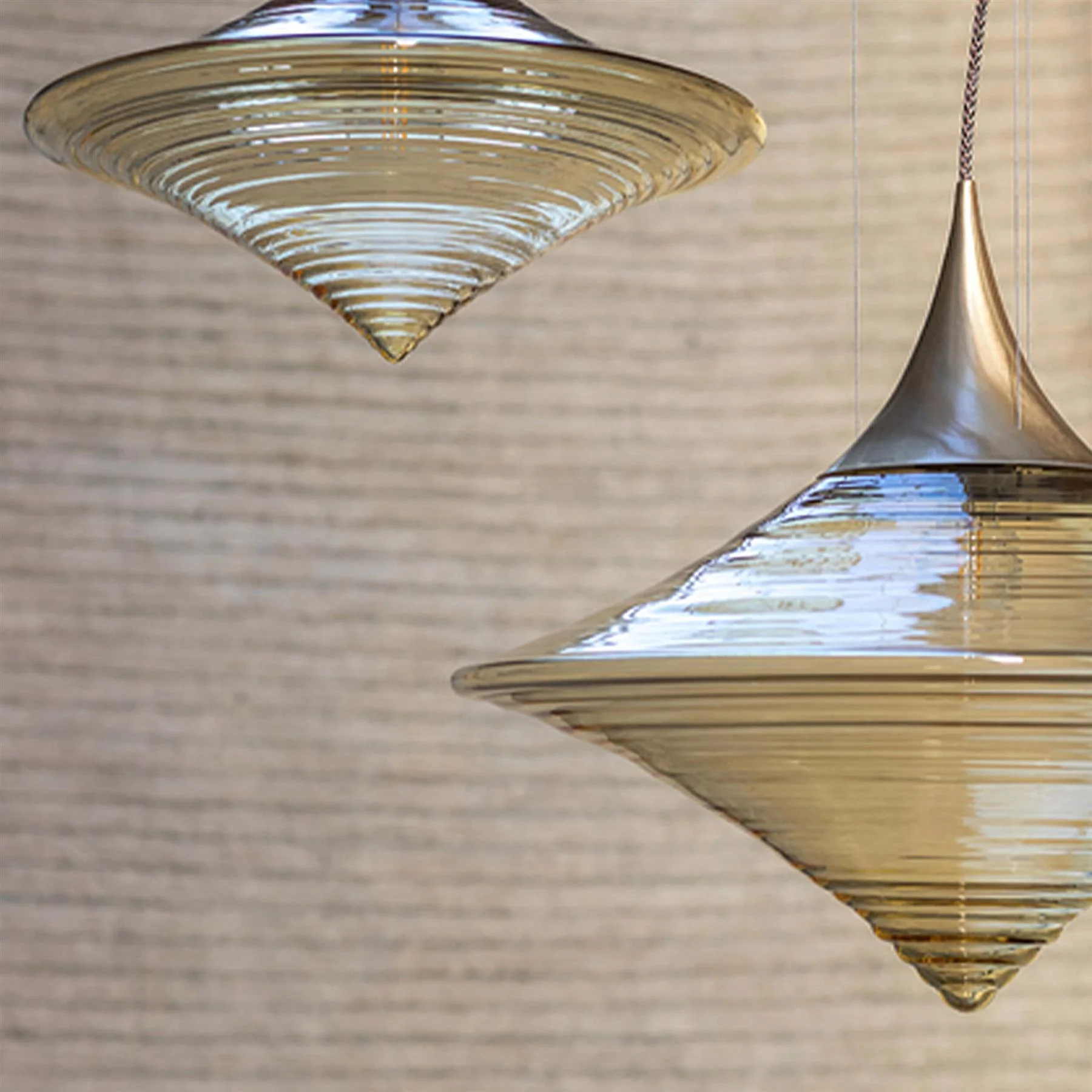 Ex-Display Hind Rabii Disca S Pendant Light - Amber and Brushed Gold - Image 2