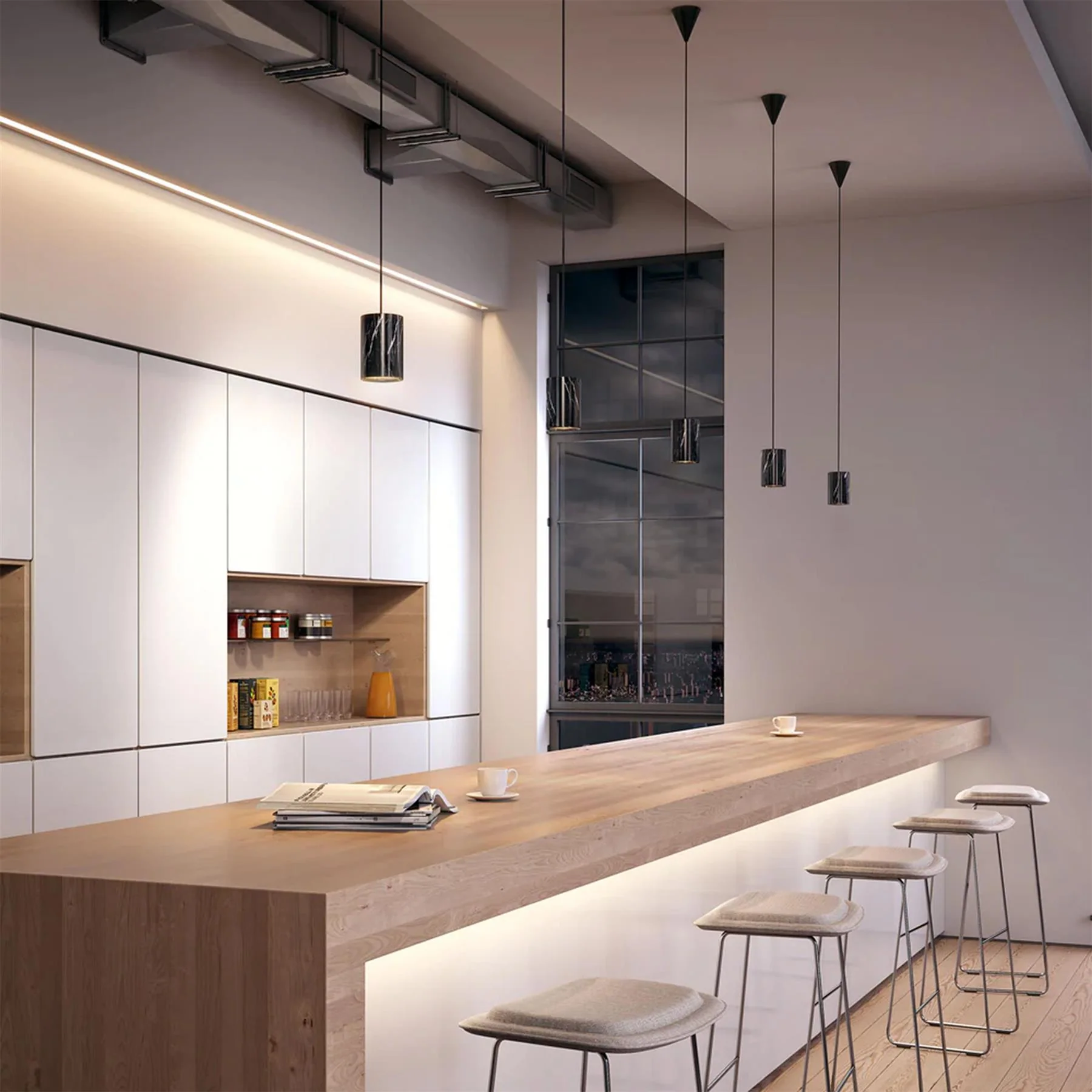Ex-Display Terence Woodgate Solid Pendant Light, Cylinder- Marquina Nero Marble - Image 3