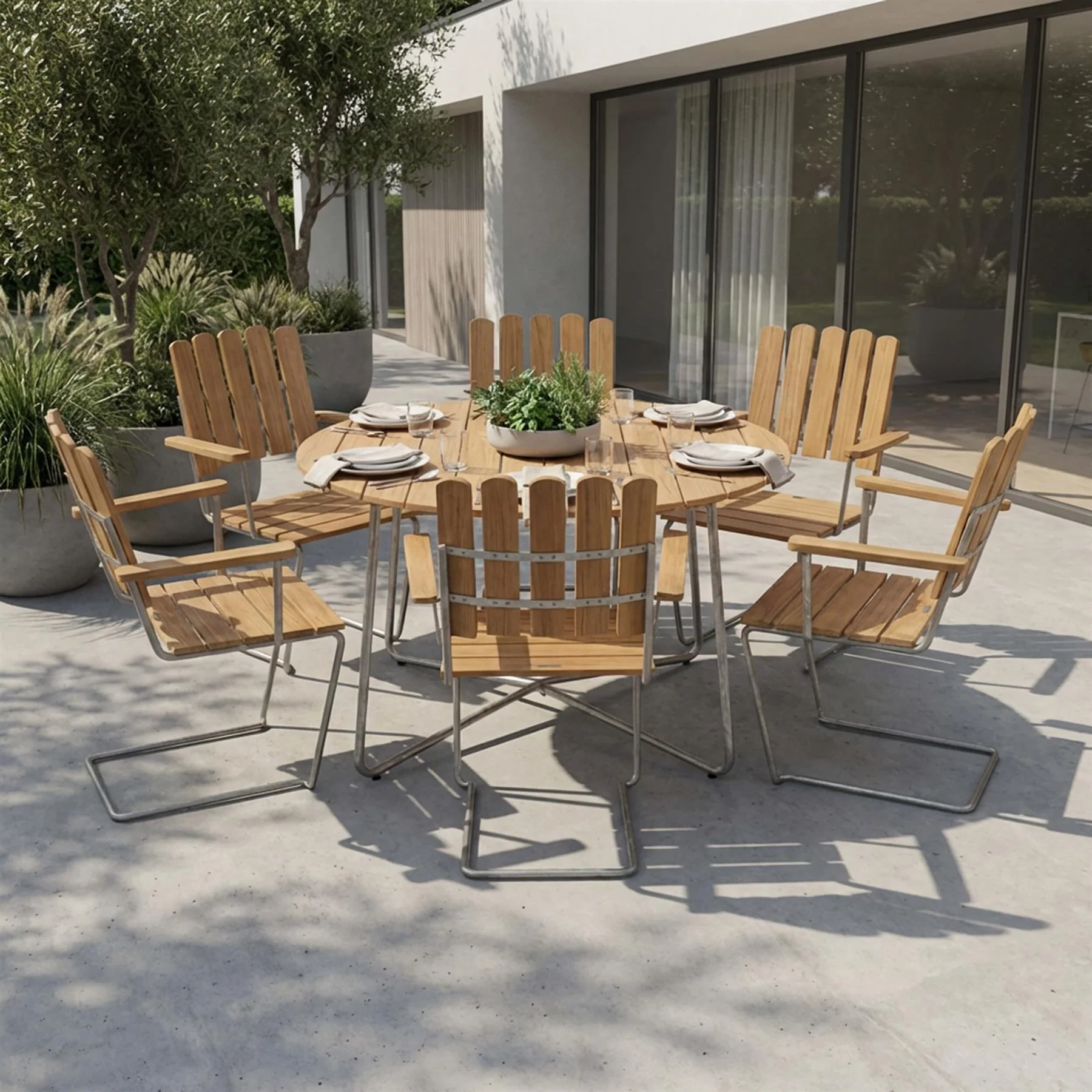 Grythyttan Stalmobler Round Outdoor Dining Set - Curated by Holloways of Ludlow - Image 4