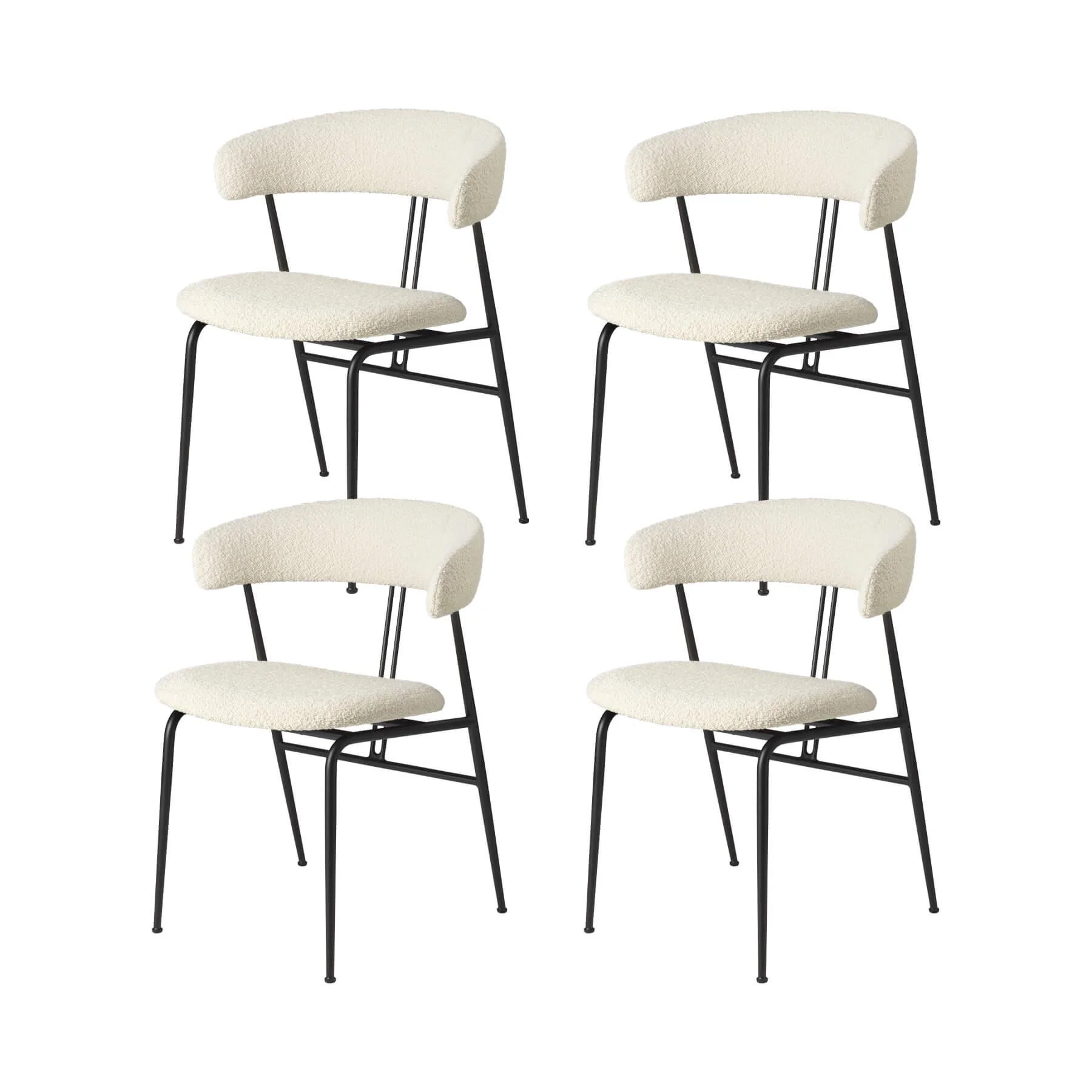GUBI Violin Fully Upholstered Dining Chair Set