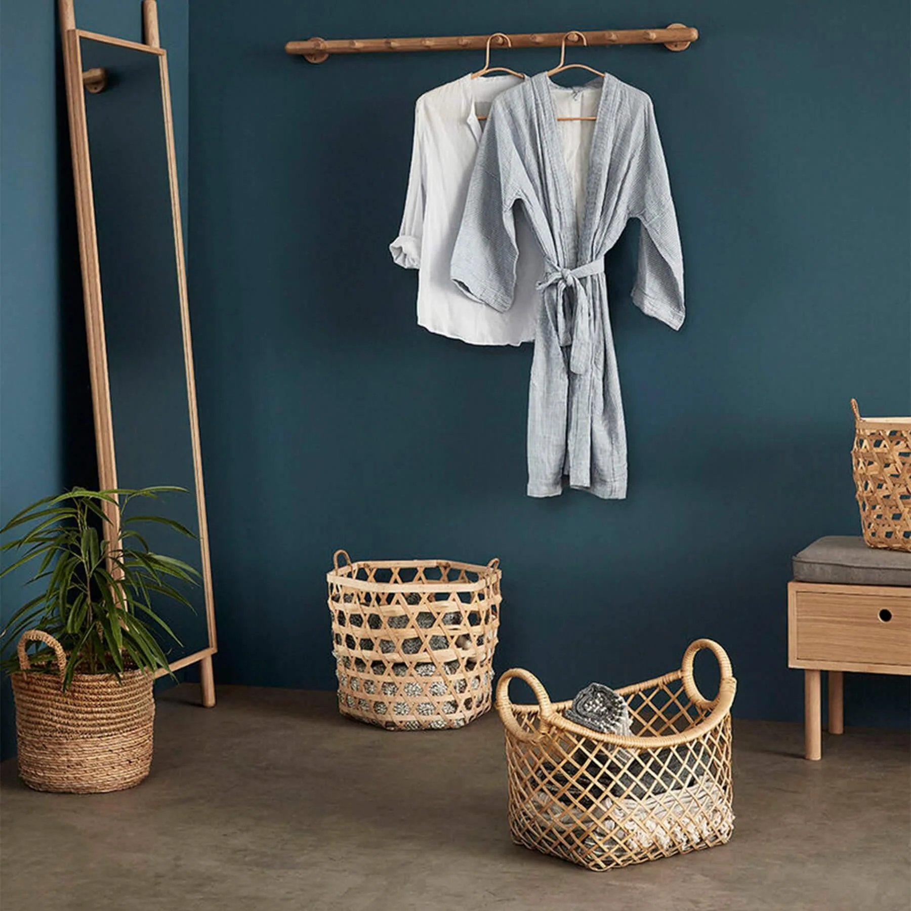 Hubsch Hide Bench - Grey/ Natural - Image 2