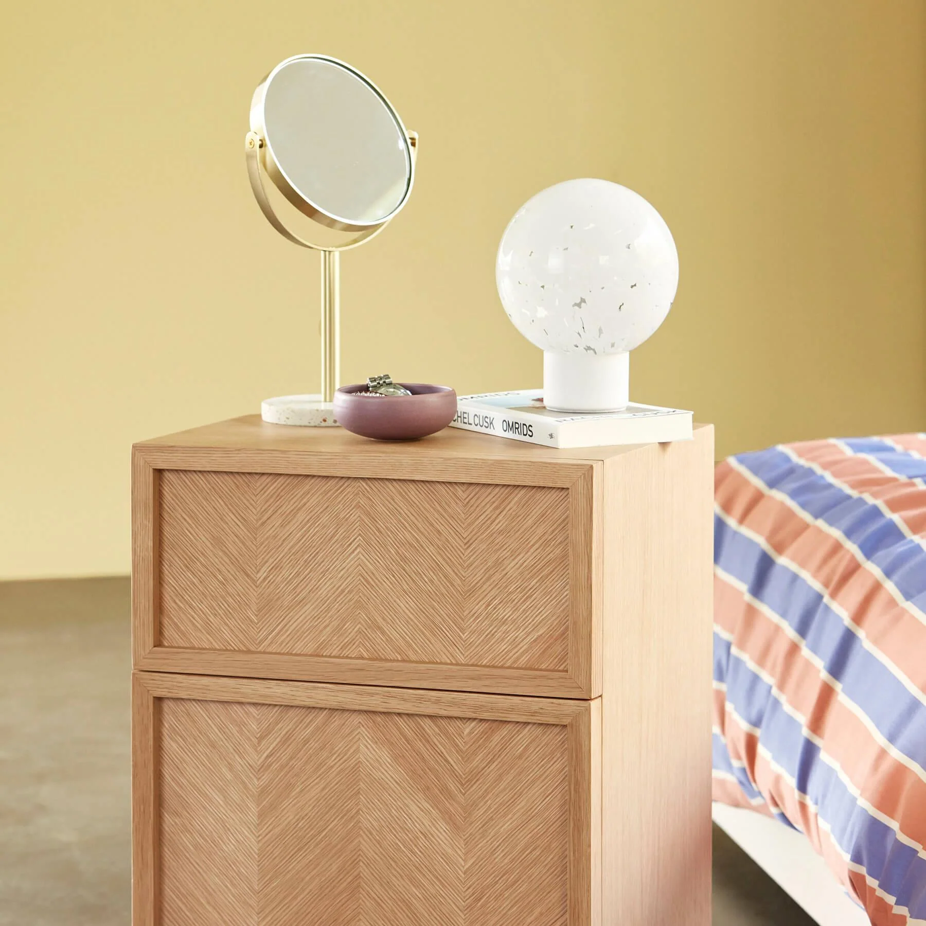 Outlet Hubsch Herringbone Bedside Table - Image 3