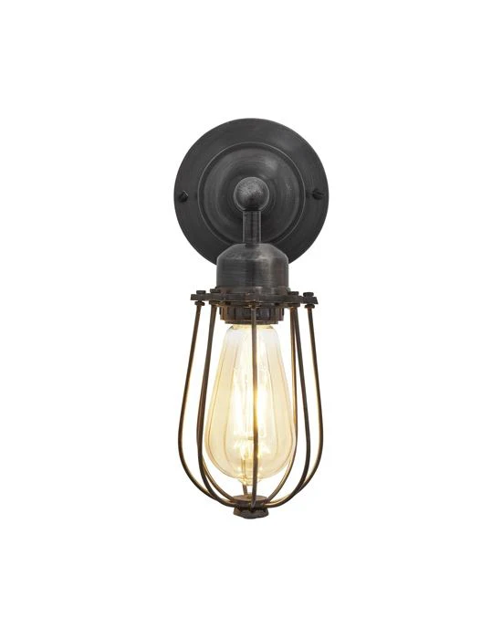 Industville Orlando Cylinder Wire Cage Retro Wall Light - Image 2