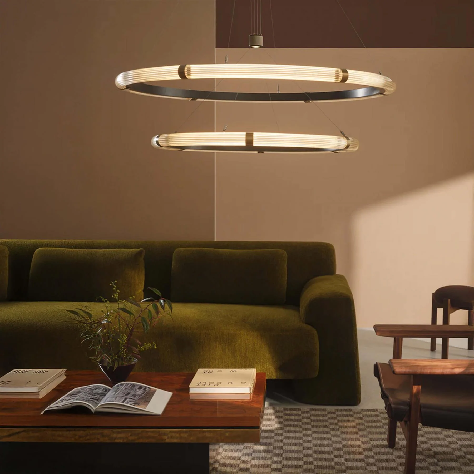 J. Adams Strata Circular Two-Tier Pendant Light - Image 3