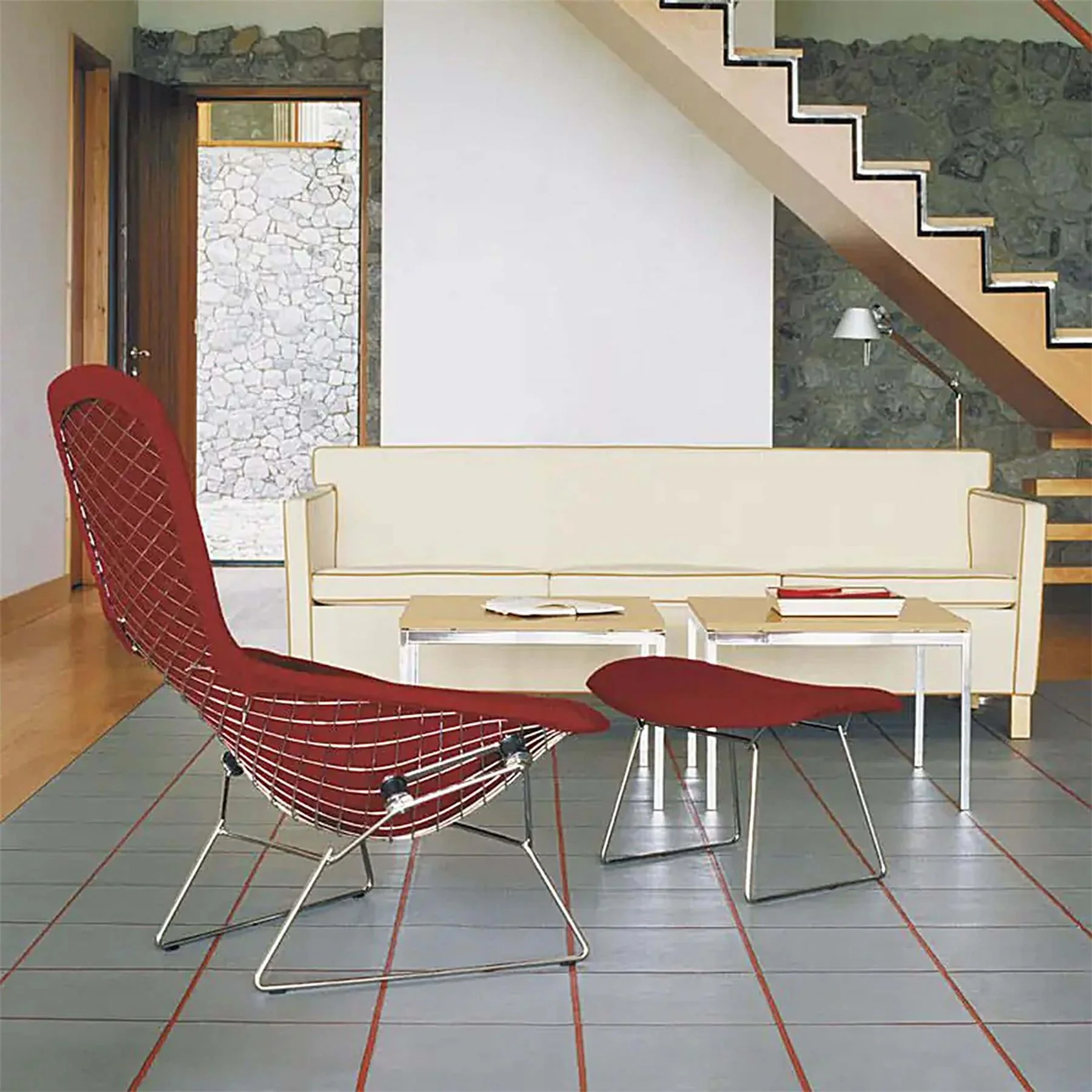 Knoll Bertoia Armchair High Back with Ottoman - Image 5