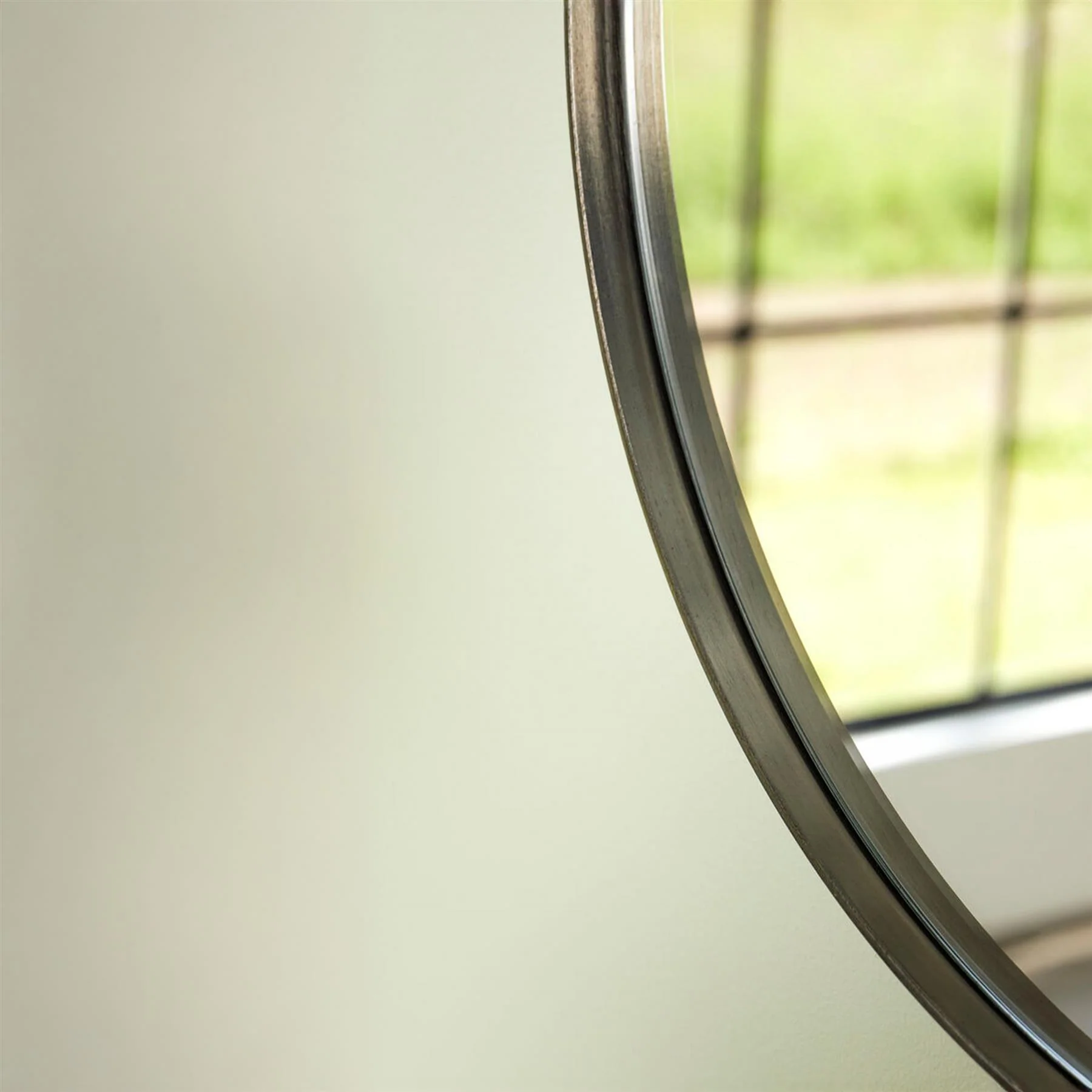 Outlet Hubsch Retro Wall Mirror Round - Brushed Nickel - Image 3