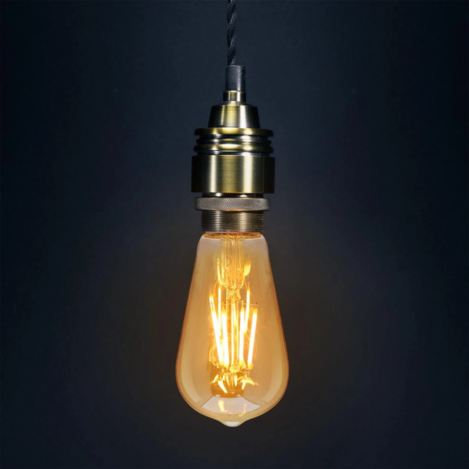 LED 4W Edison Style Filament Teardrop Bulb Smoked Gold Glass - Image 4