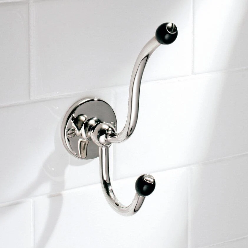 Lefroy Brooks Double Robe Hook with Black Ceramic Acorns BK4511 - Image 2