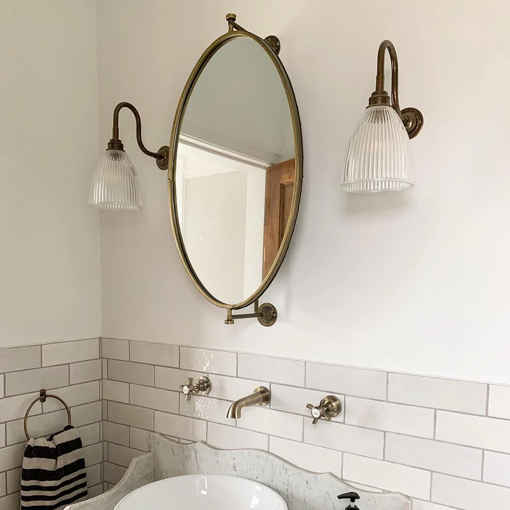 Old School Electric Elongated Prismatic Swan Arm Wall Light : Bathroom Version - Image 2