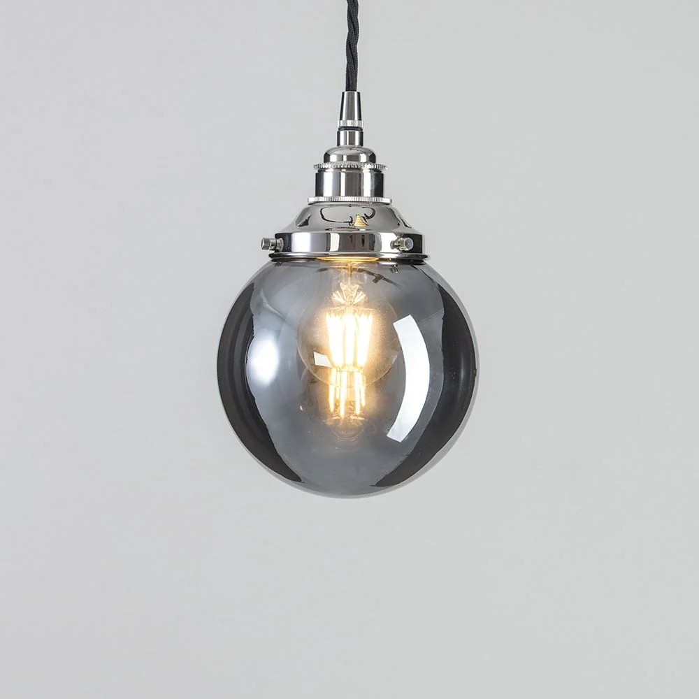 Outlet Old School Electric Globe Blown Glass Pendant Light - Smoked - Image 5