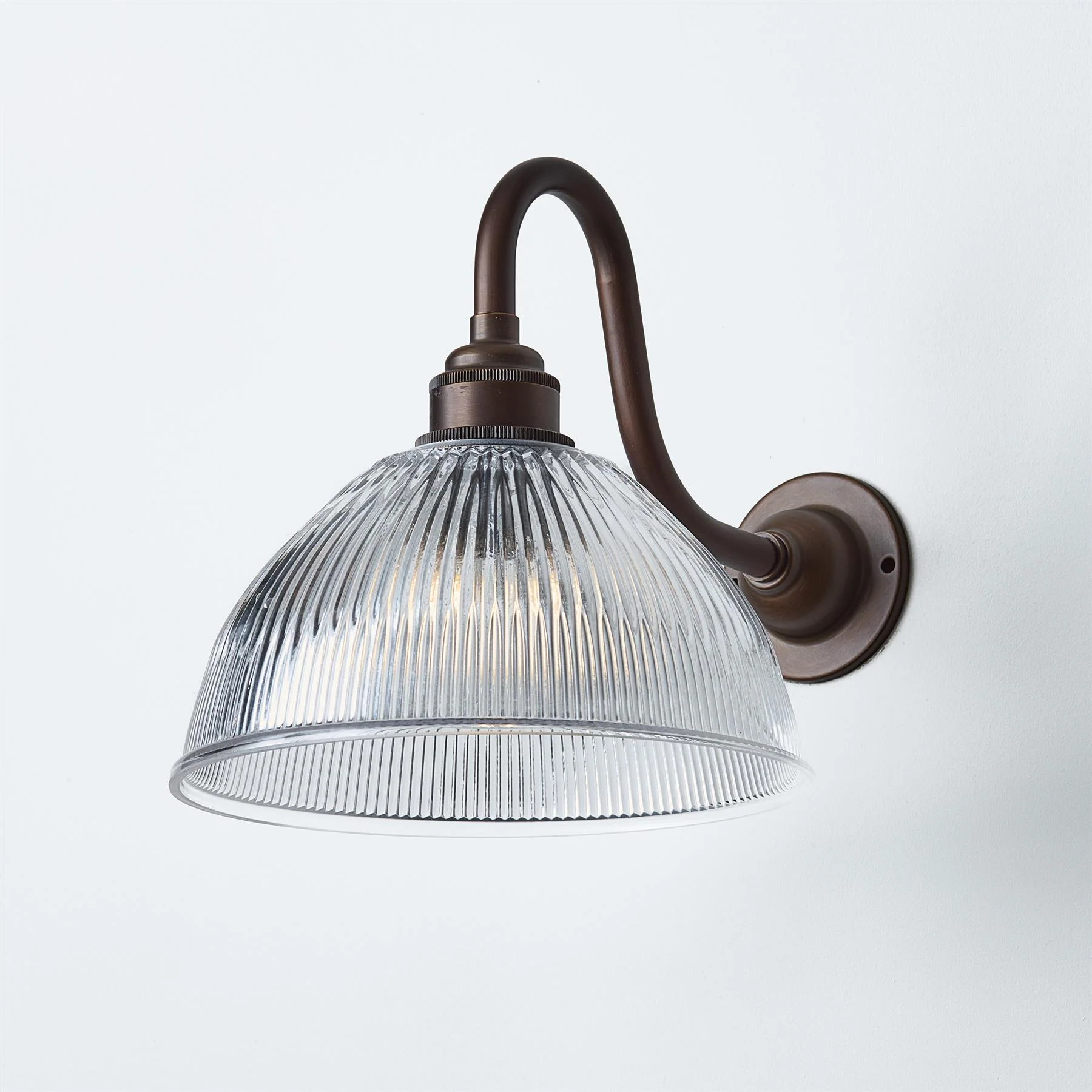 Old School Electric Prismatic Dome Wall Light : Swan Arm : Bathroom Version - Image 10