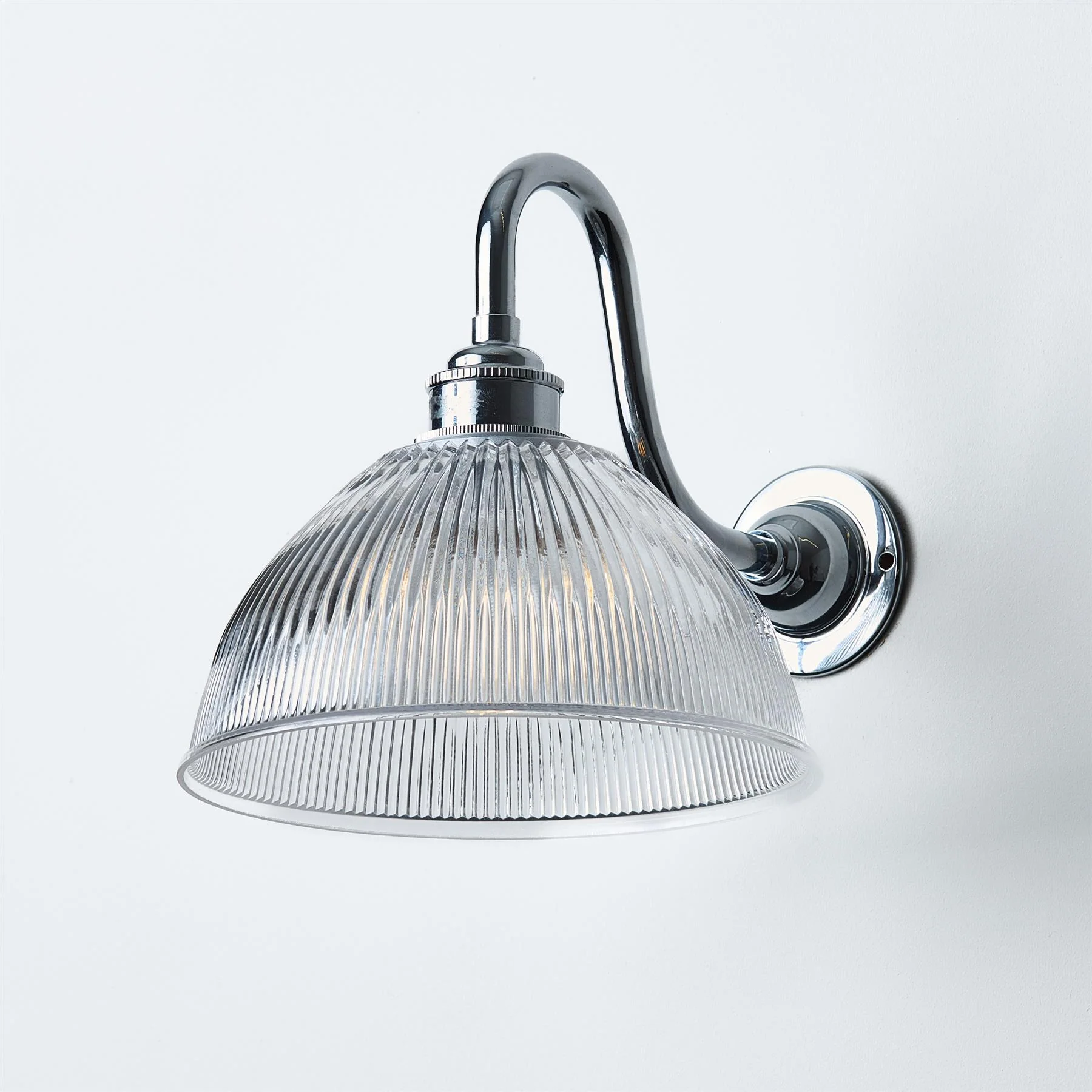 Old School Electric Prismatic Dome Wall Light : Swan Arm : Bathroom Version - Image 4