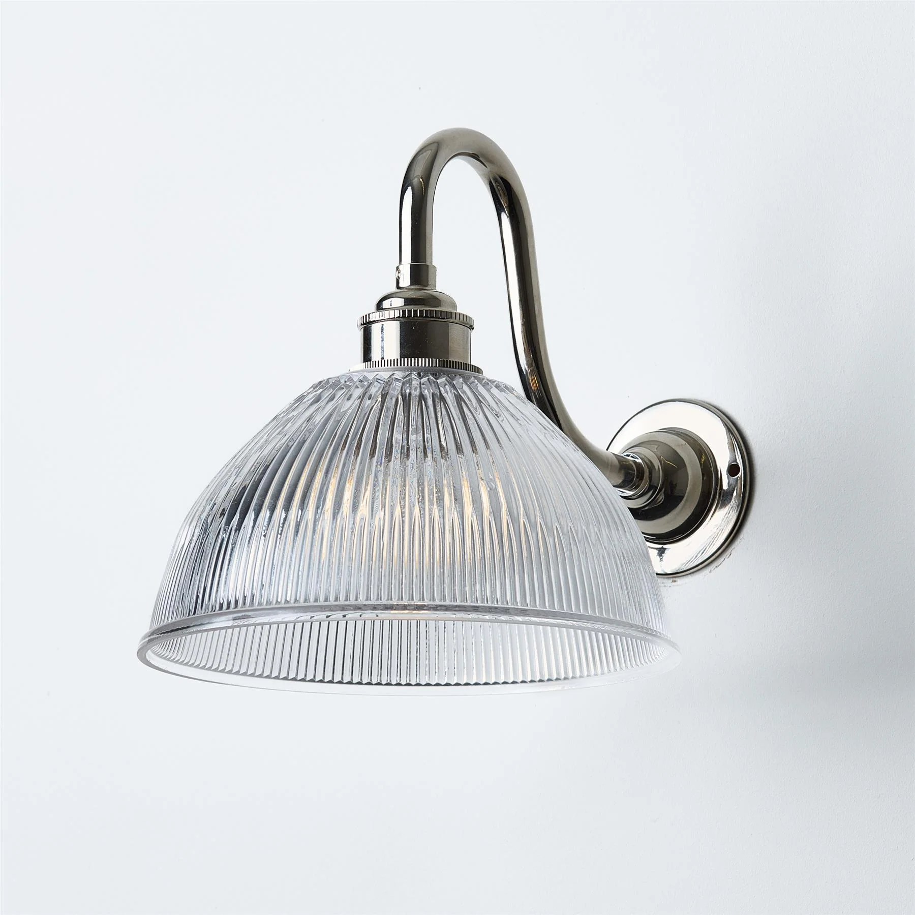 Old School Electric Prismatic Dome Wall Light : Swan Arm : Bathroom Version - Image 5