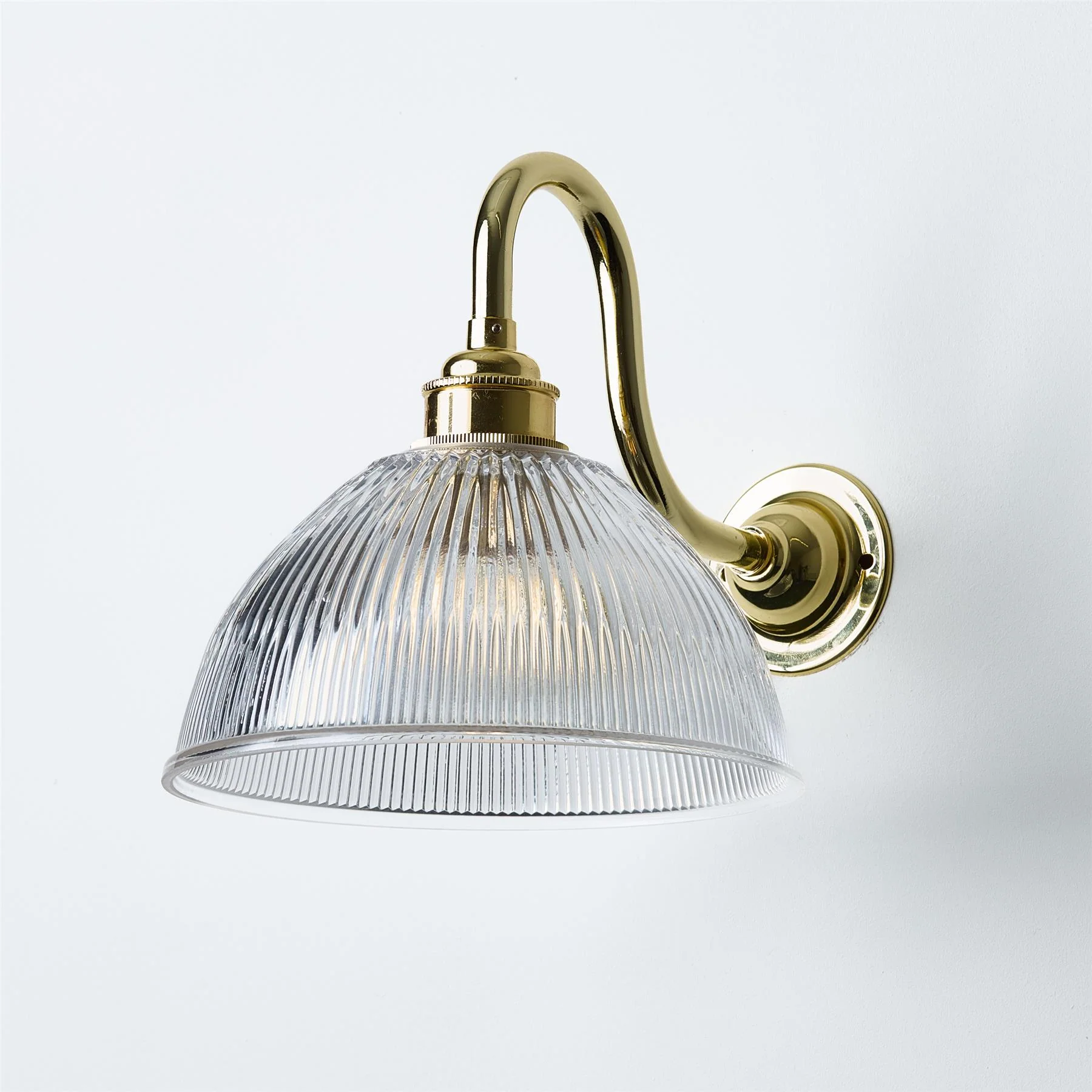 Old School Electric Prismatic Dome Wall Light : Swan Arm : Bathroom Version - Image 7