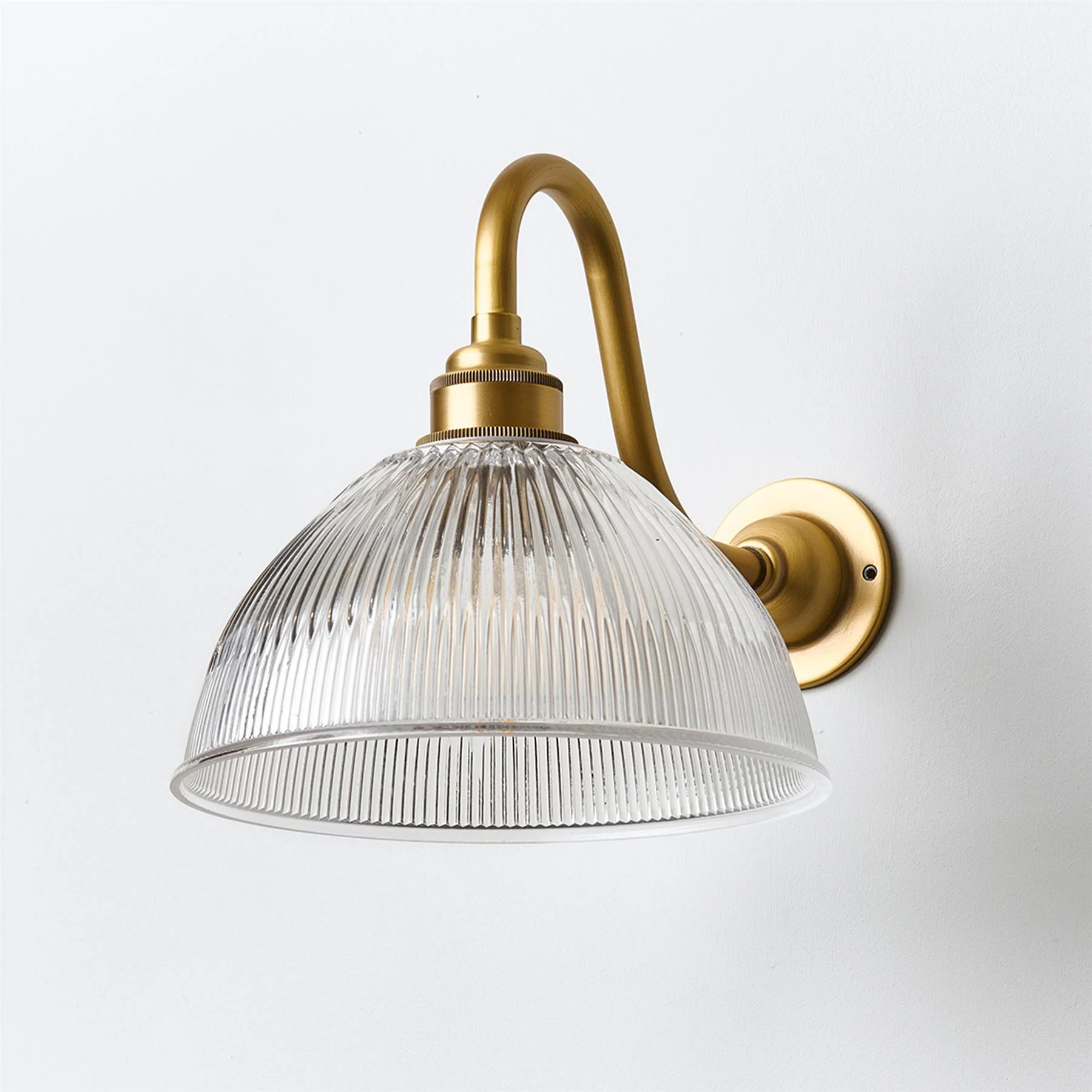 Old School Electric Prismatic Dome Wall Light : Swan Arm : Bathroom Version - Image 9