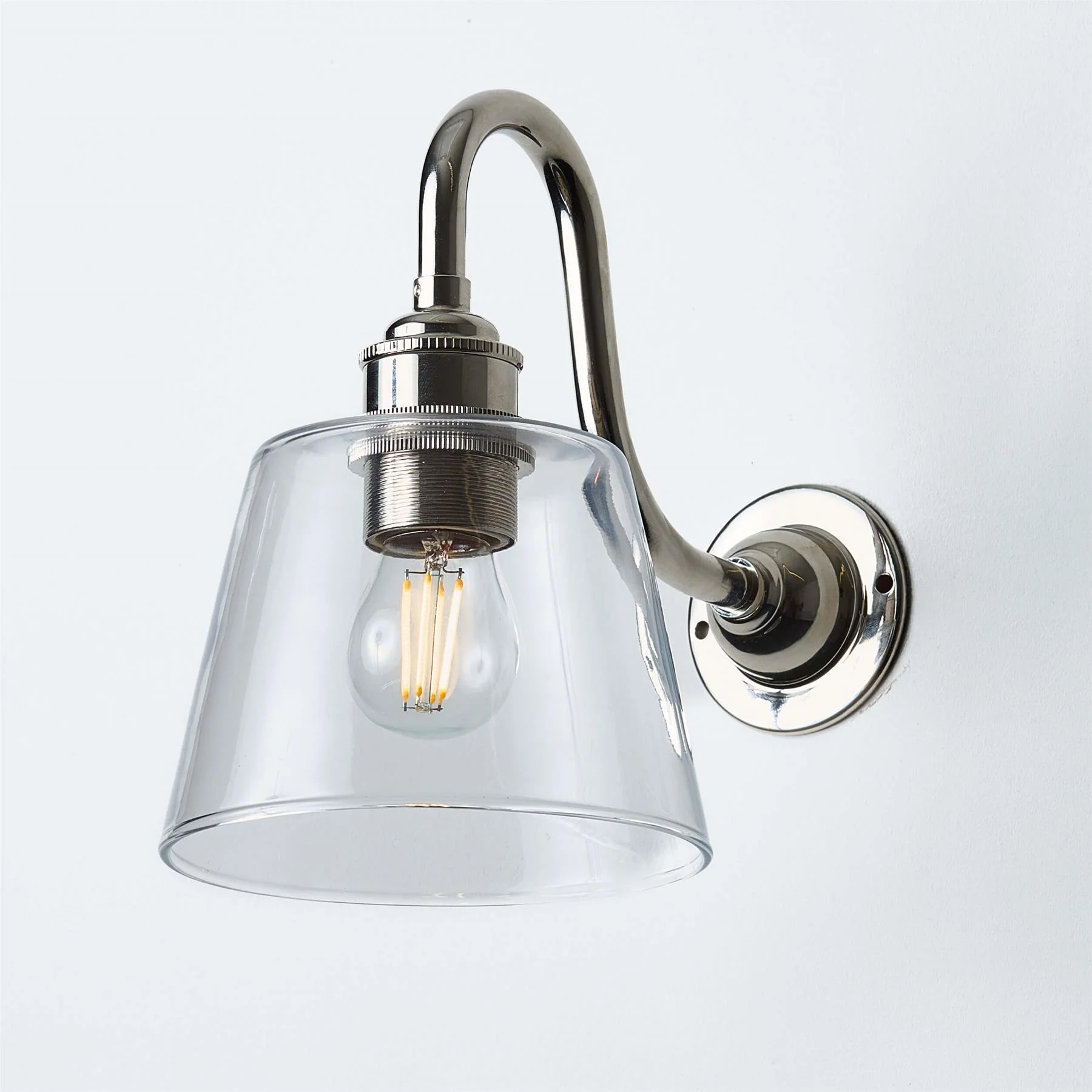 Old School Electric Tapered Wall Light : Swan Arm : Bathroom Version - Image 3