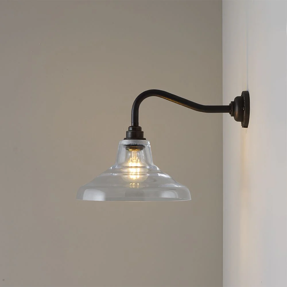 Outlet Davey Glass School Wall Light - Clear Glass