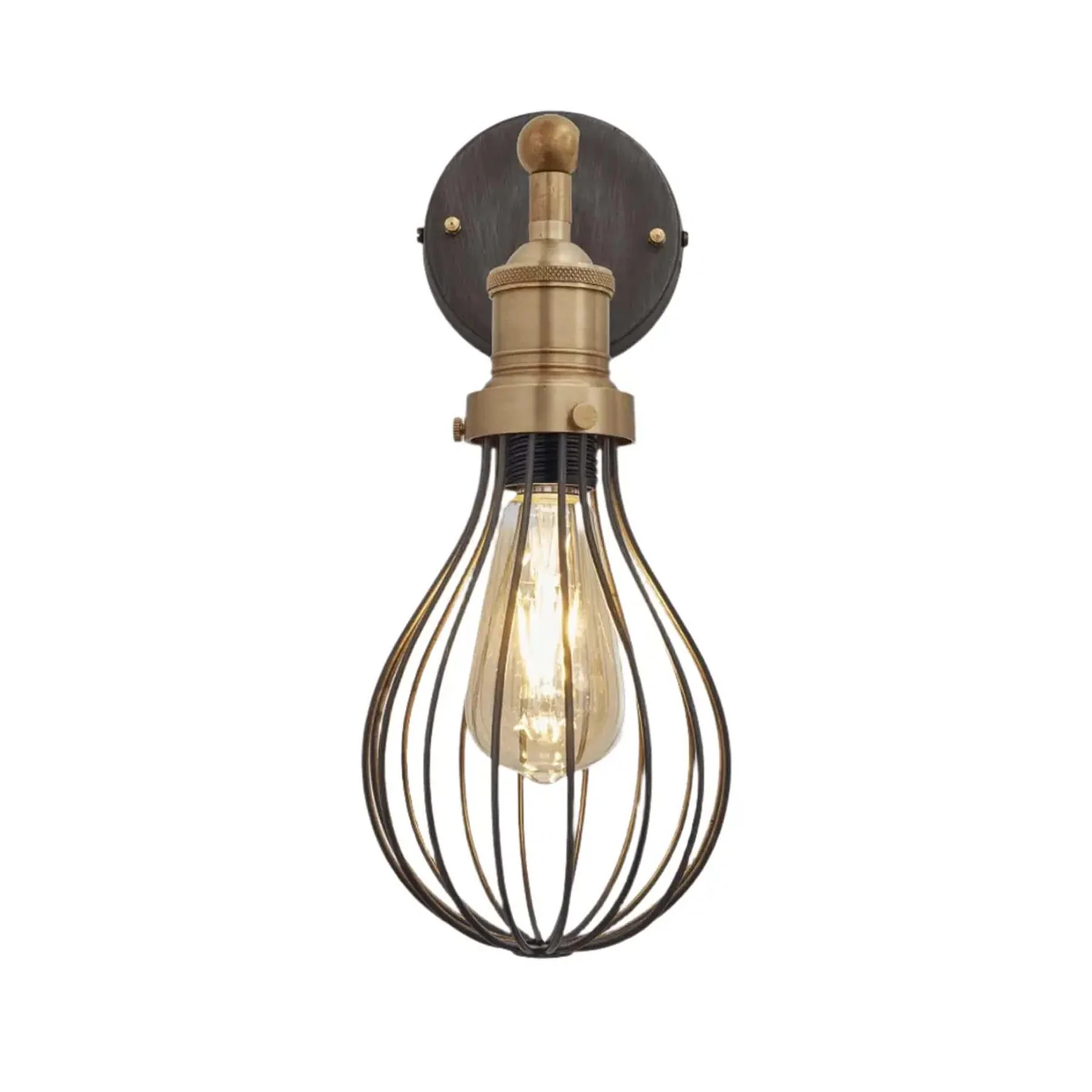 Outlet Industville Brooklyn Balloon Cage Wall Light with Pewter Cage - Image 4