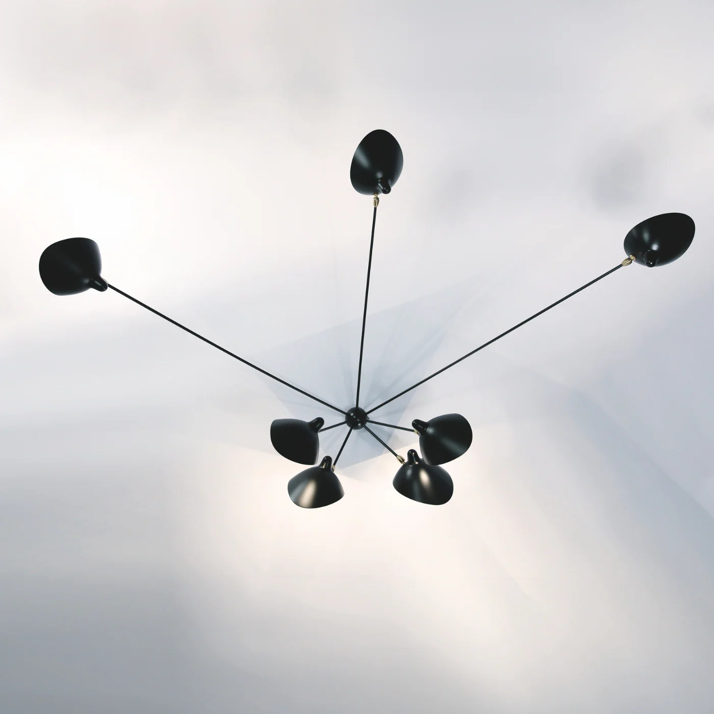 Serge Mouille Applique Araignee 7 Still Arms Wall Lamp