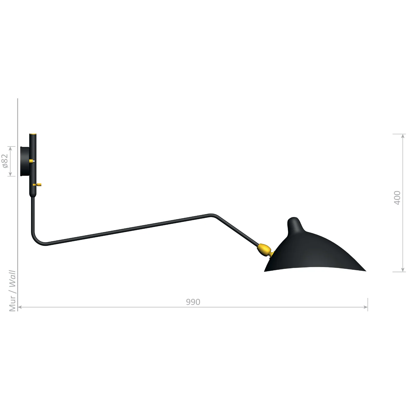Serge Mouille Applique Pivotants 1 Rotating Arm Wall Lamp - Image 2