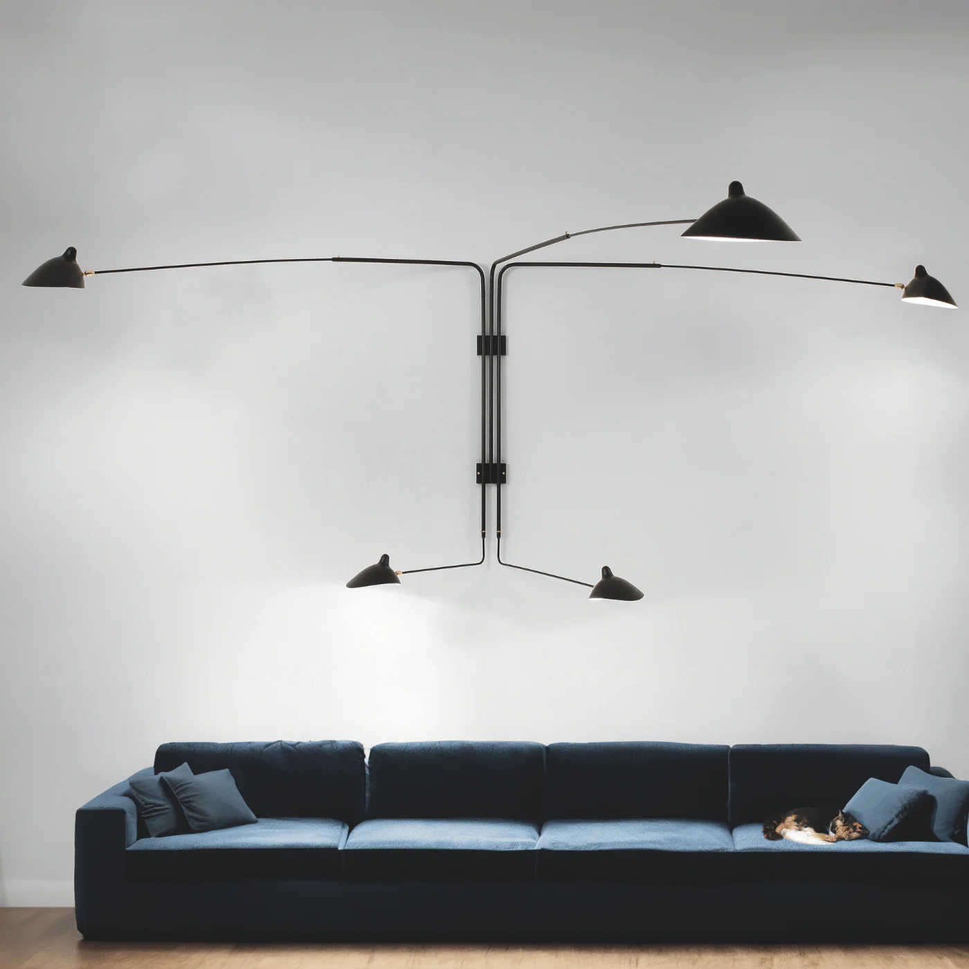 Serge Mouille Applique Pivotants 5 Rotating Straight Arms Wall Lamp