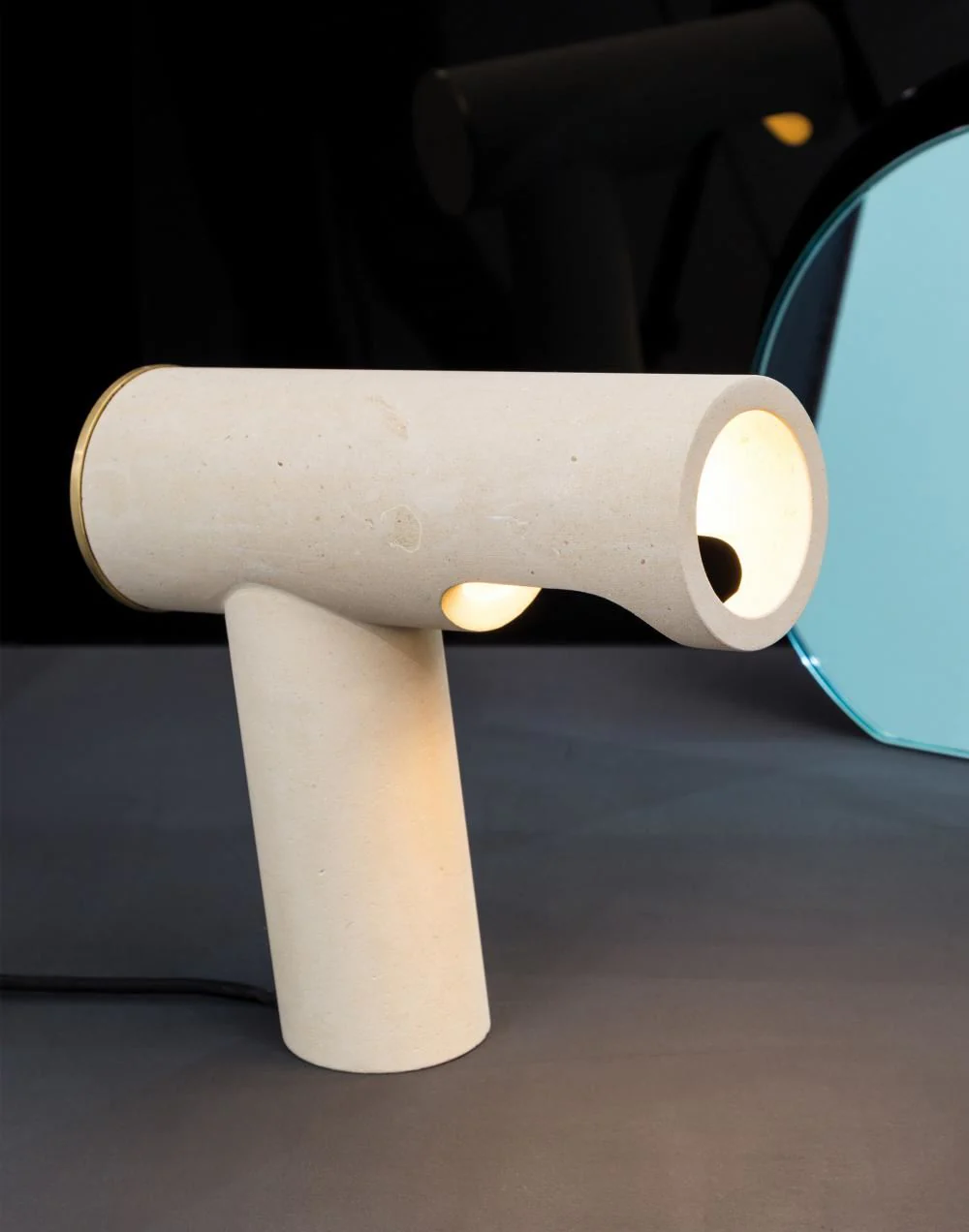 Simple Table Lamp - Limestone, Brass - Image 3