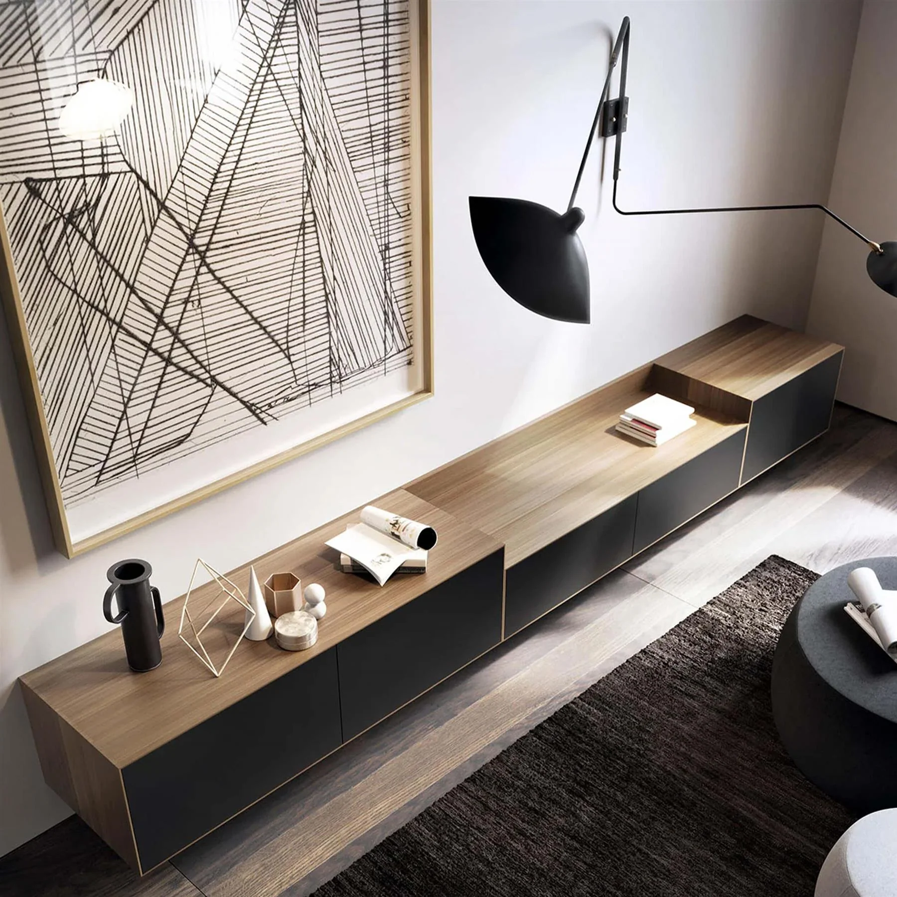 Treku Lauki Wall-Mounted Unit - Walnut & Graphite - Image 4