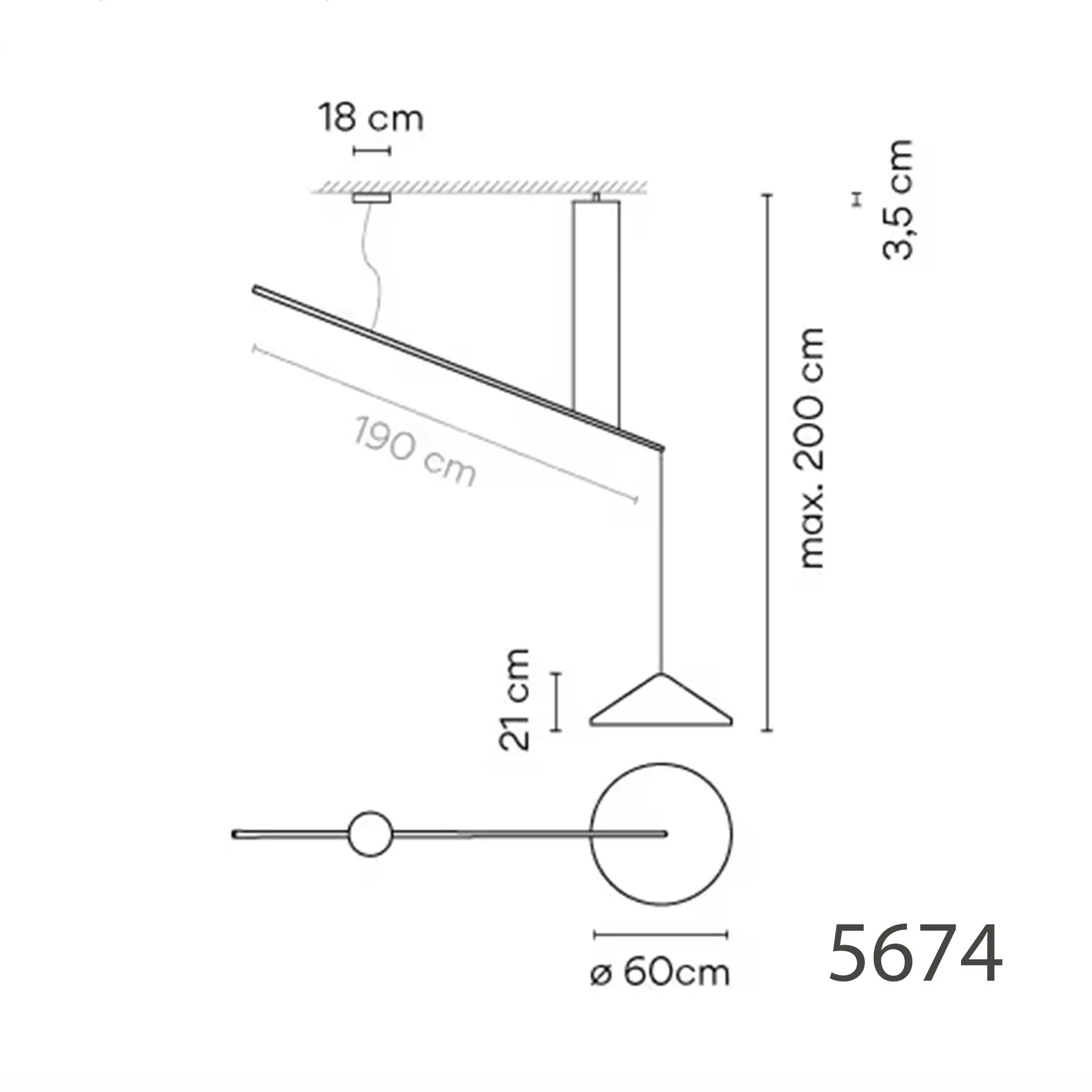Vibia North Pendant Light with Arm - Image 5