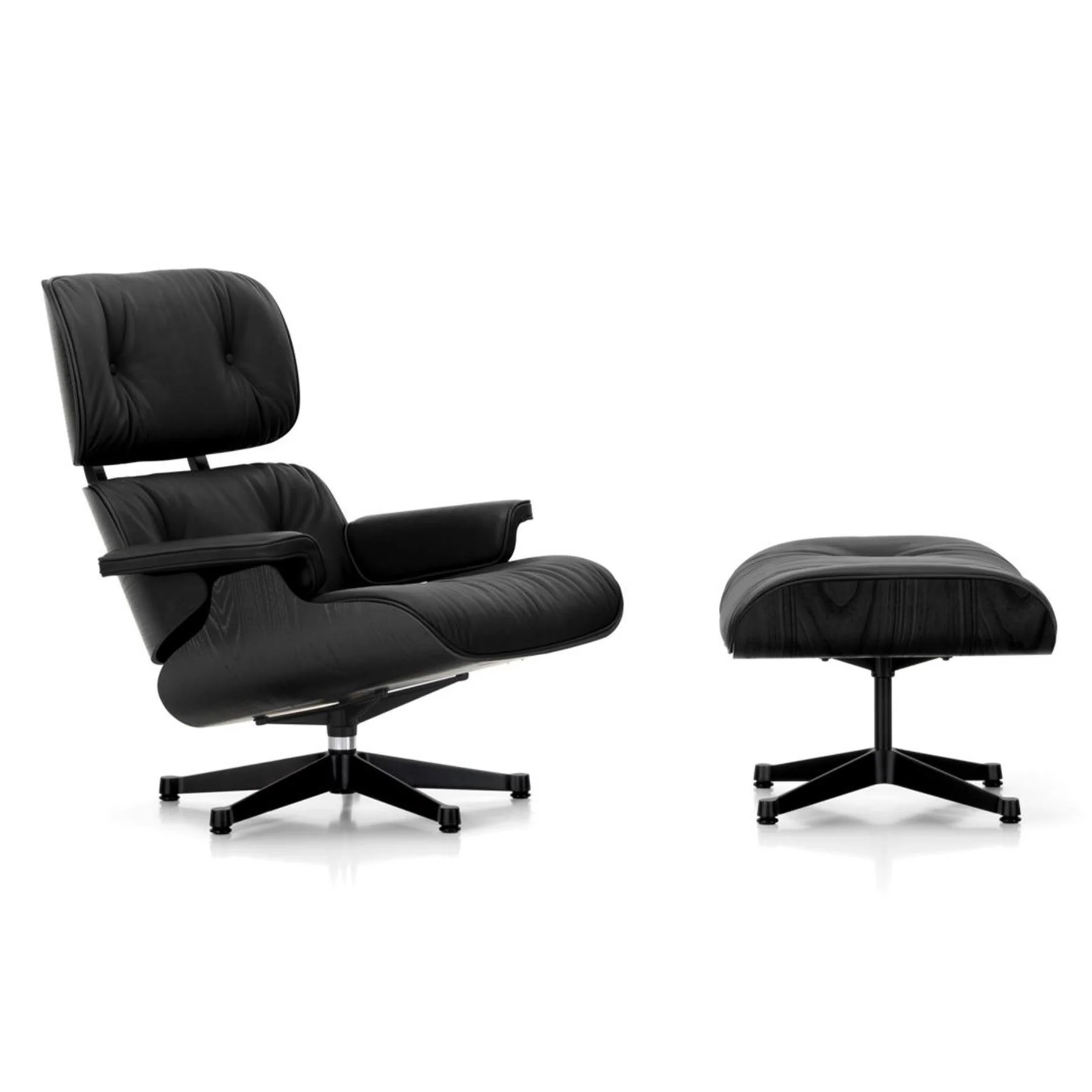 Vitra Eames Contemporary Lounge Chair in Black Chestnut with Footstool